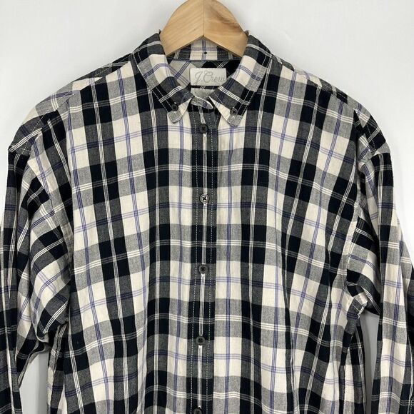 J Crew Shirt Size 4 Womens Ivory Fig Featherweight Flannel Friday Plaid Relaxed - Picture 2 of 10